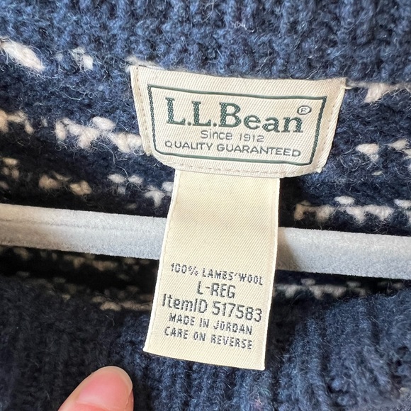 L.L. Bean Men's Wool Logo Sweater Ragg Intarsia Crewneck - Picture 3 of 3